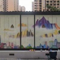 陕西延安富县墙体机喷画凝聚起同心共筑的磅礴力量