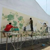全力以赴的心态新疆阿拉尔幸福路墙体彩绘用什么颜料